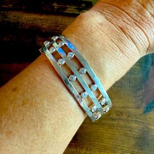 Silpada .925 Stirling Silver & Cubic Zirconia Magnetic Closure Bangle Br…